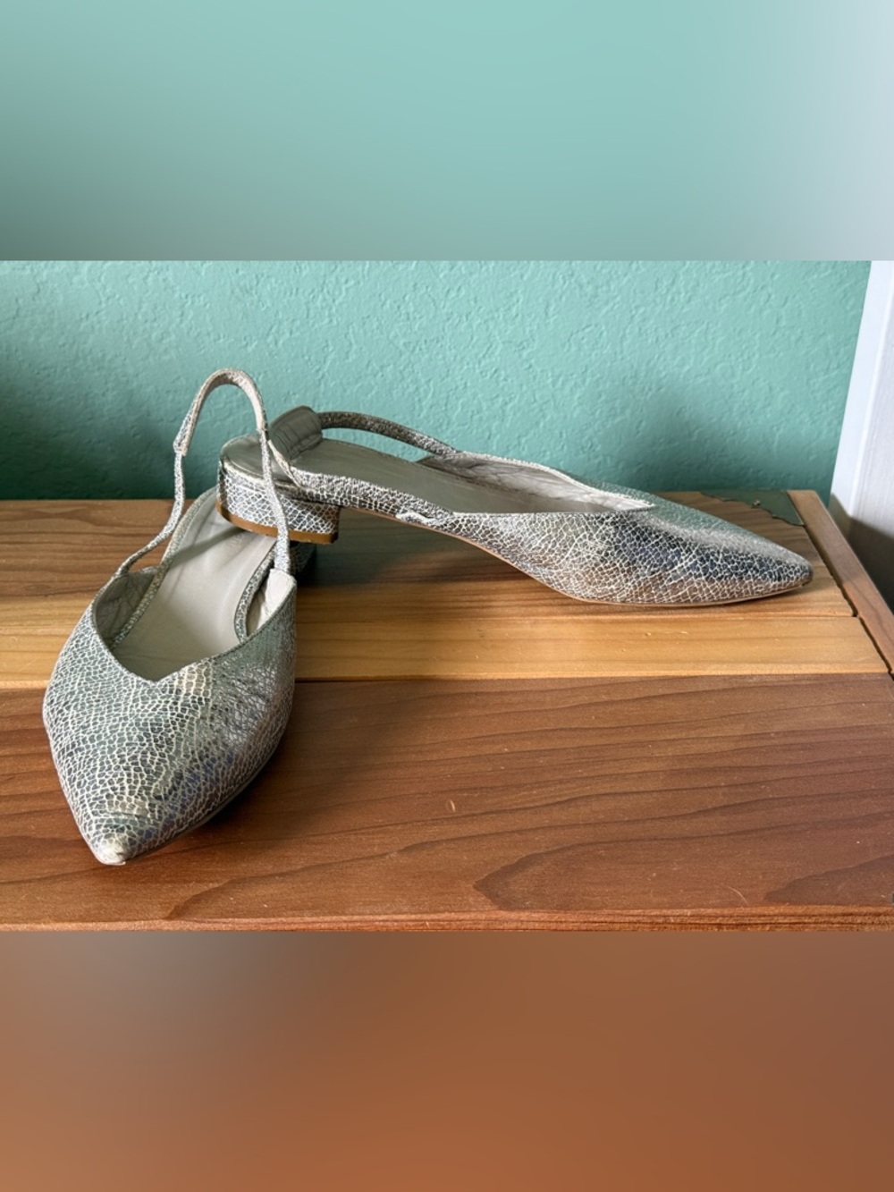 Kämpgen Handmade Slingback Heels EU 40 US 9 Silver Leather